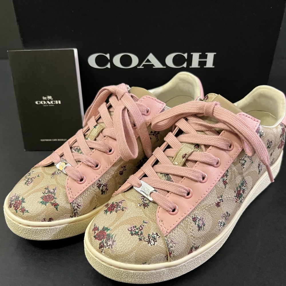 COACH C126 Low Top Floral Print Sneaker Shoes